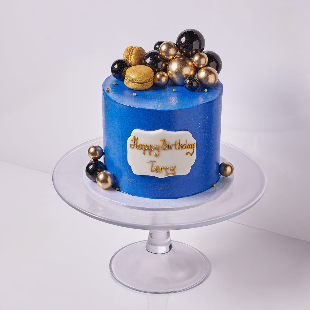 Royal Blue & Gold Celebration Cake