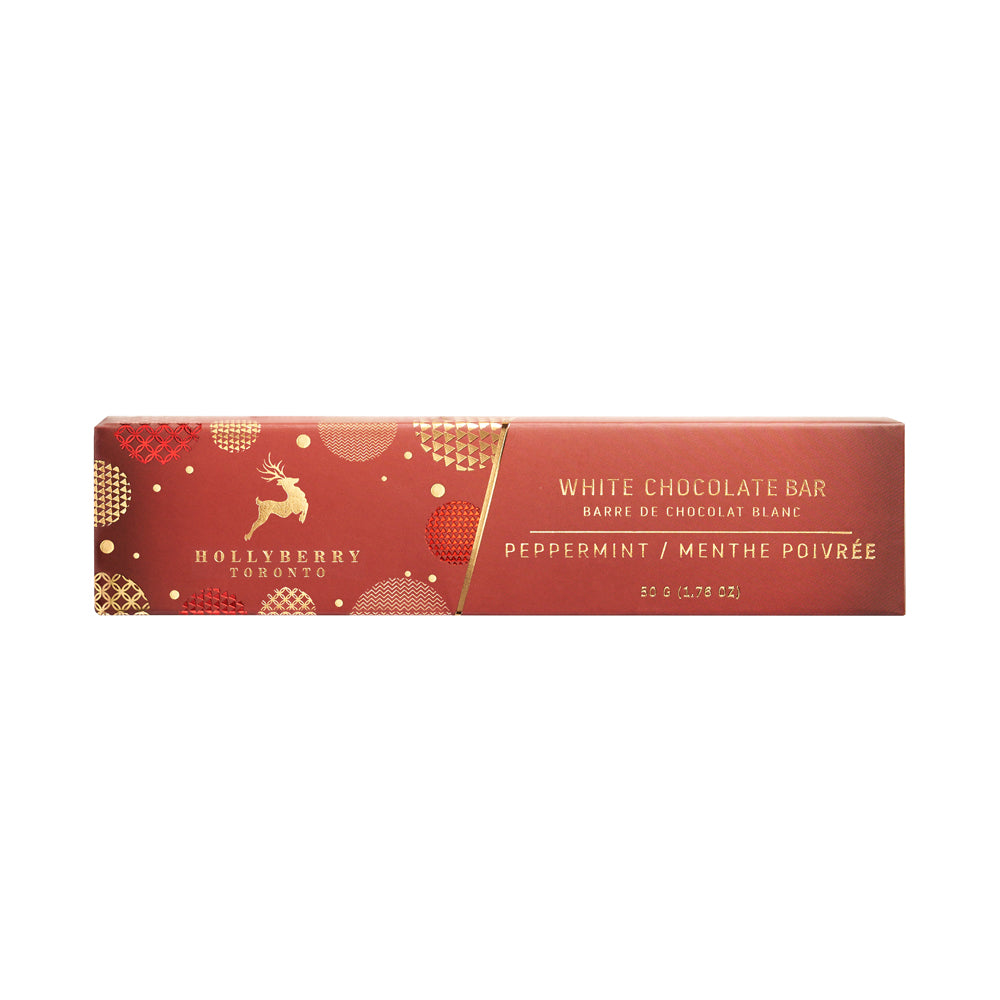 Hollyberry Center Filled Chocolate Bar - White Chocolate Peppermint