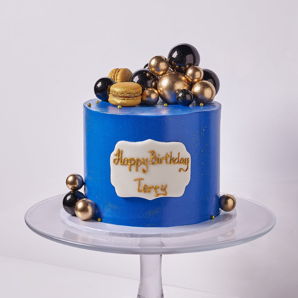 Royal Blue & Gold Celebration Cake