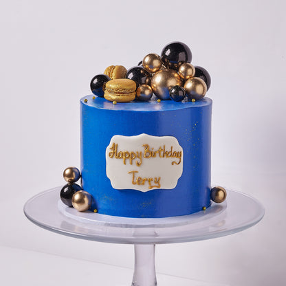 Royal Blue & Gold Celebration Cake