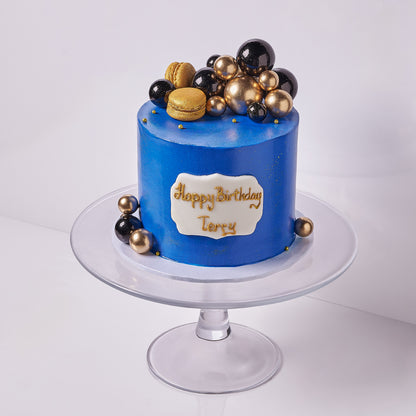 Royal Blue & Gold Celebration Cake