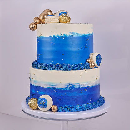 Deep Blue Elegance Cake