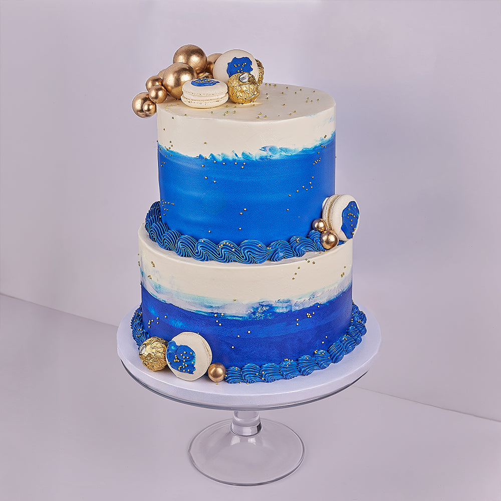 Deep Blue Elegance Cake