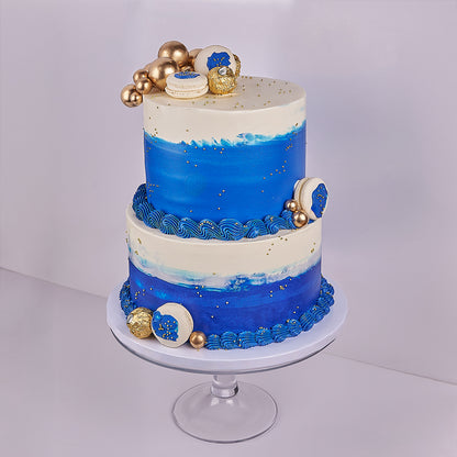 Deep Blue Elegance Cake